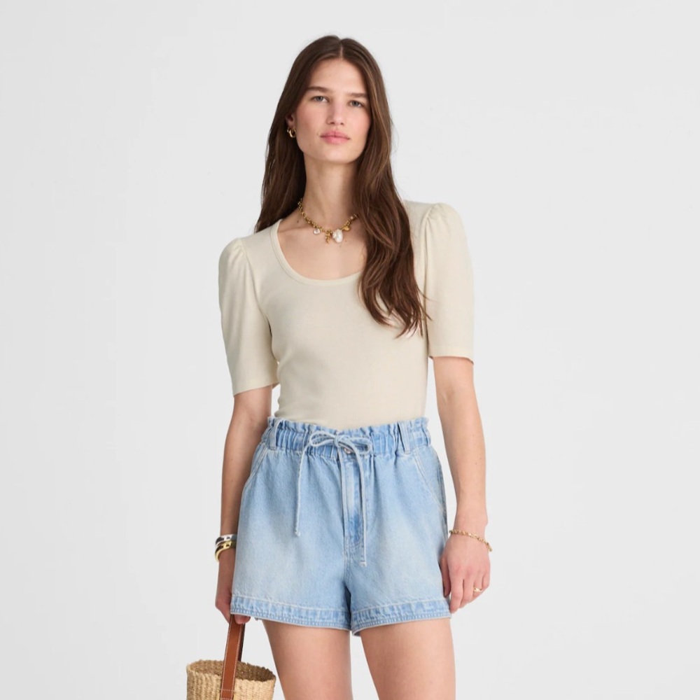 NWT Madewell Puff Sleeve Scoopneck Tee